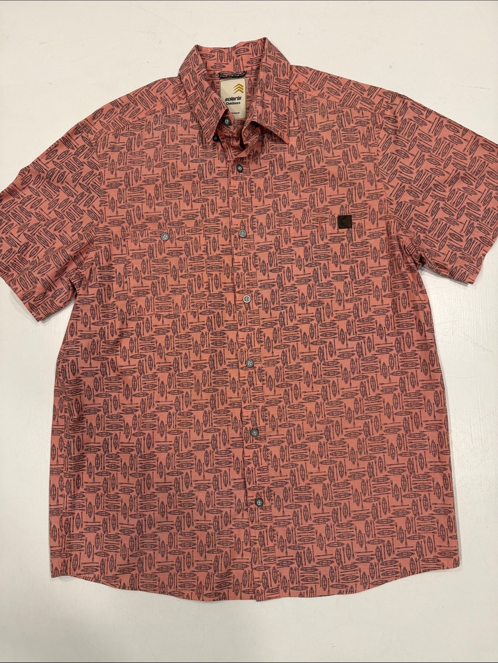 Solaris Coral Short-Sleeve Printed Button-Down Shirt